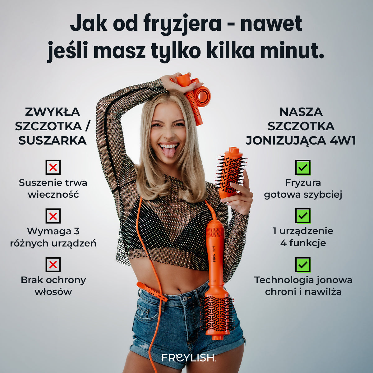 Wielofunkcyjna szczotka jonizująca 4w1